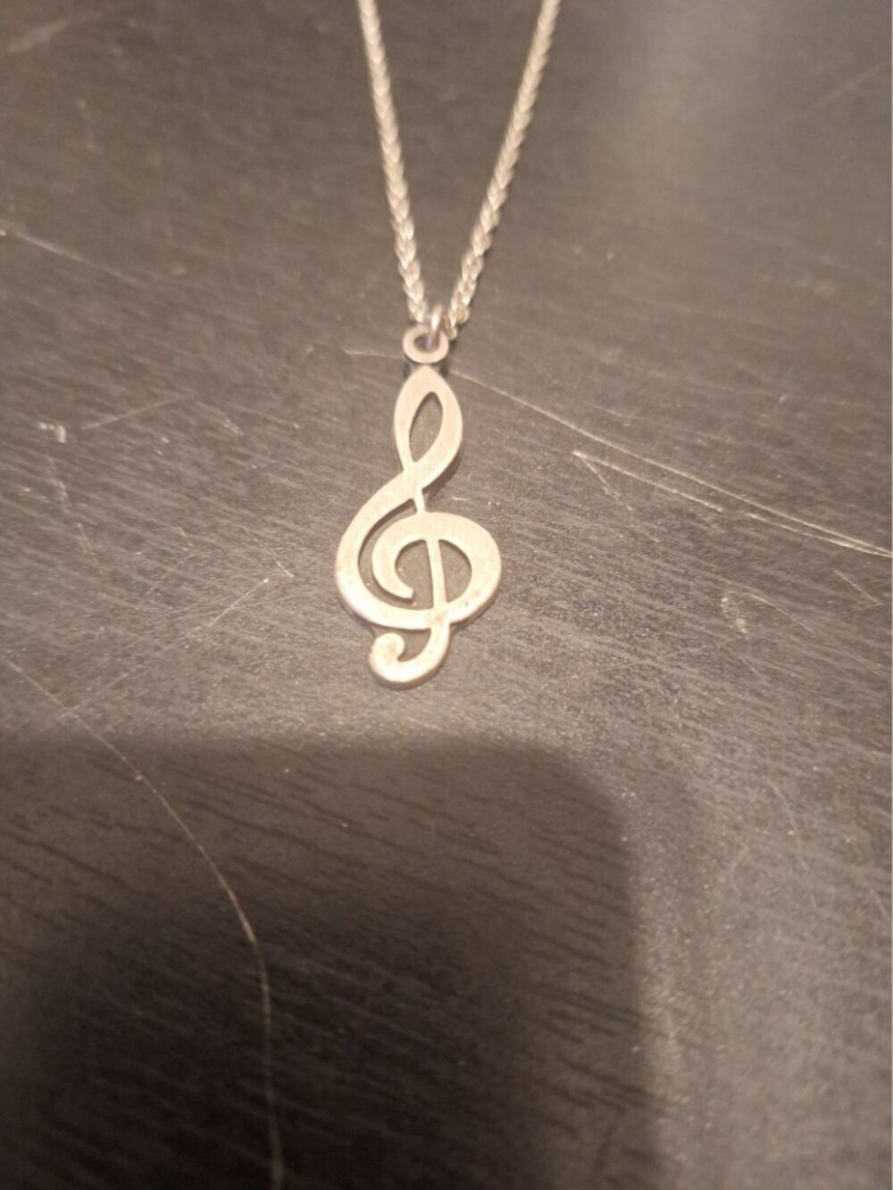 Musical Note Necklace 20" Chain – Sweden Pewter Pendant – Vintage Style - Picture 2 of 3